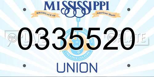 0335520 Mississippi License Plate