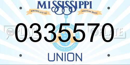 0335570 Mississippi License Plate