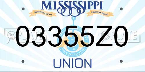 03355Z0 Mississippi License Plate