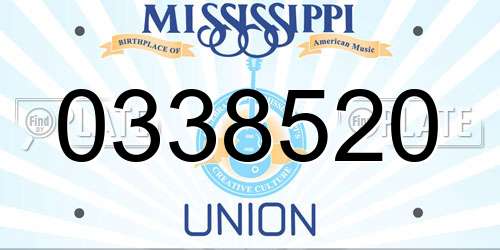 0338520 Mississippi License Plate