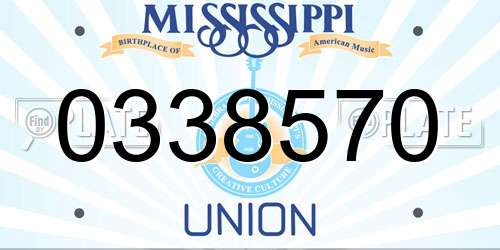 0338570 Mississippi License Plate
