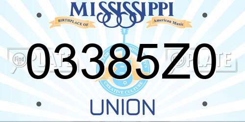 03385Z0 Mississippi License Plate