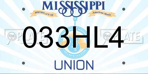 033HL4 Mississippi License Plate
