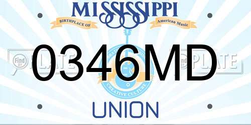 0346MD Mississippi License Plate