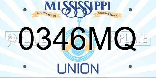 0346MQ Mississippi License Plate