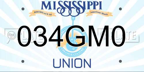034GM0 Mississippi License Plate