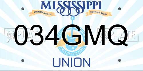 034GMQ Mississippi License Plate