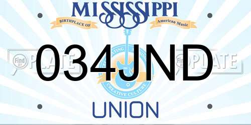 034JND Mississippi License Plate