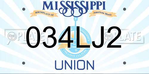 034LJ2 Mississippi License Plate