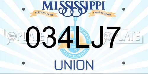 034LJ7 Mississippi License Plate