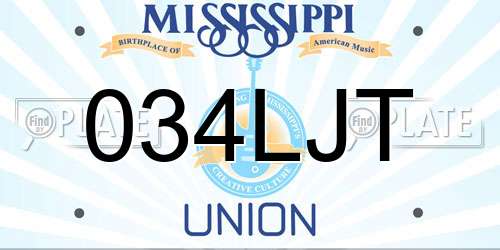 034LJT Mississippi License Plate