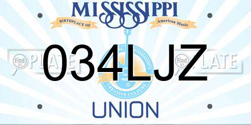 034LJZ Mississippi License Plate