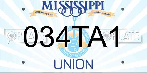 034TA1 Mississippi License Plate