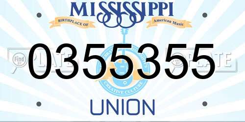 0355355 Mississippi License Plate