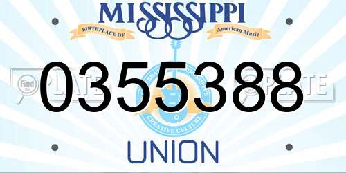 0355388 Mississippi License Plate