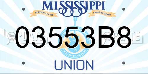 03553B8 Mississippi License Plate
