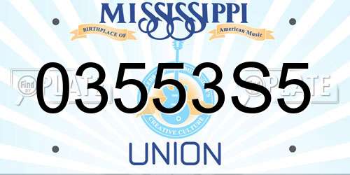 03553S5 Mississippi License Plate