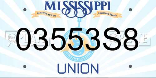 03553S8 Mississippi License Plate