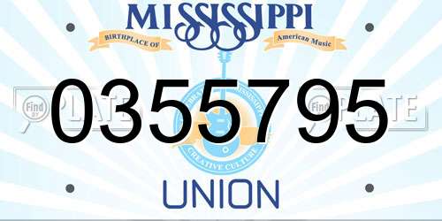 0355795 Mississippi License Plate