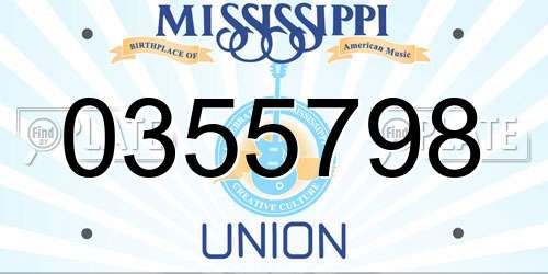 0355798 Mississippi License Plate