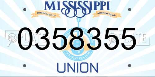 0358355 Mississippi License Plate