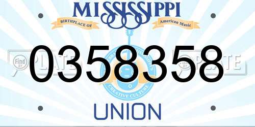 0358358 Mississippi License Plate