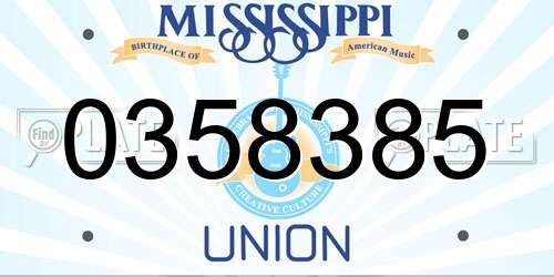 0358385 Mississippi License Plate