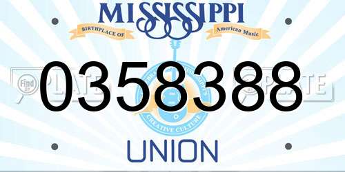 0358388 Mississippi License Plate