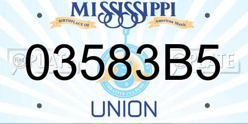 03583B5 Mississippi License Plate