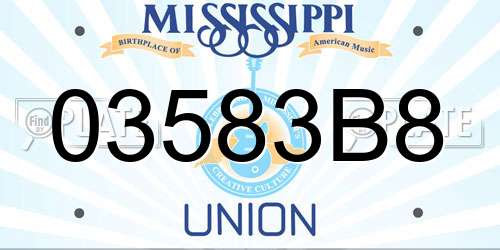 03583B8 Mississippi License Plate