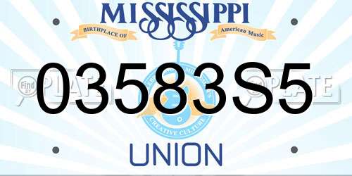 03583S5 Mississippi License Plate