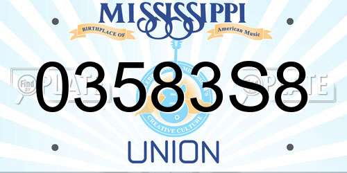 03583S8 Mississippi License Plate