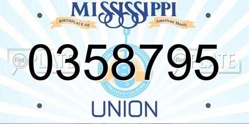 0358795 Mississippi License Plate