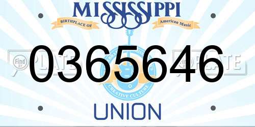 0365646 Mississippi License Plate