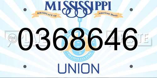 0368646 Mississippi License Plate