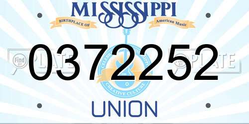 0372252 Mississippi License Plate
