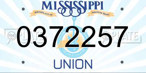 0372257 Mississippi License Plate