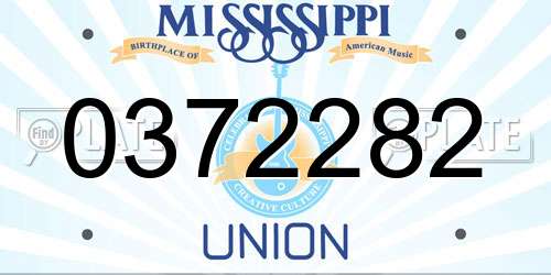 0372282 Mississippi License Plate