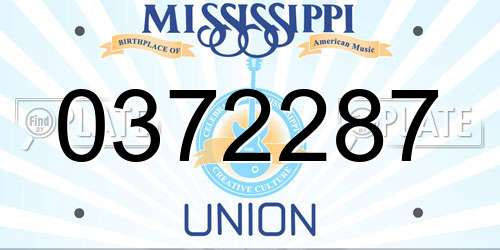 0372287 Mississippi License Plate