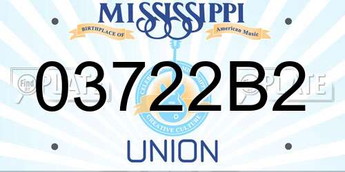 03722B2 Mississippi License Plate