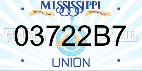 03722B7 Mississippi License Plate