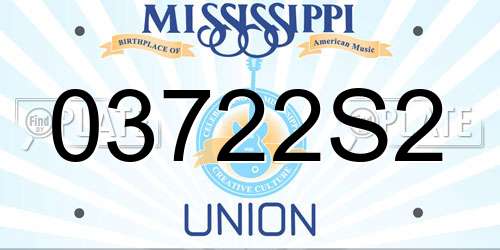 03722S2 Mississippi License Plate
