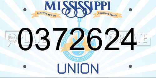 0372624 Mississippi License Plate