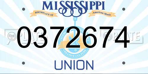 0372674 Mississippi License Plate