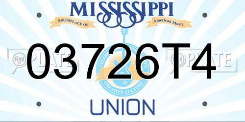 03726T4 Mississippi License Plate