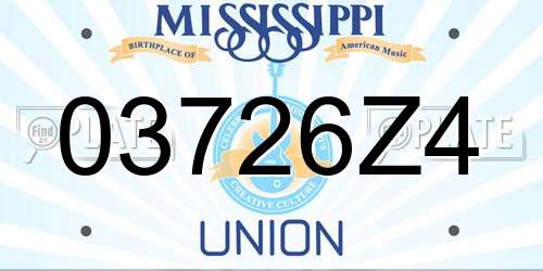 03726Z4 Mississippi License Plate