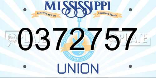 0372757 Mississippi License Plate