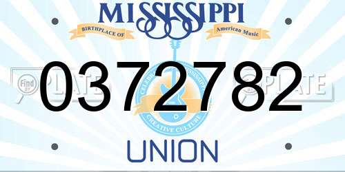 0372782 Mississippi License Plate