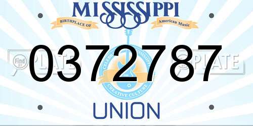 0372787 Mississippi License Plate