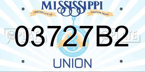 03727B2 Mississippi License Plate